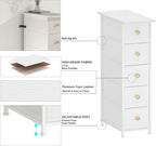 GiftGo Narrow Dresser Cabinet Vertical Slim Dresser Chest of Drawers Skinny Storage Tower for Small Spaces Gaps Closet Bedroom Bathroom Small Fabric Drawer Unit (White, 5 Drawers)