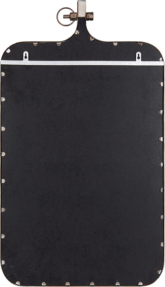 Kate and Laurel Yitro Modern Farmhouse Metal Rectangle Decorative Pinboard, 20 x 35, Rustic Bronze, Industrial Rectangular Bulletin Board with Unique Ornamental Crown