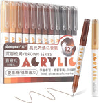 kander Acrylic Gel Pens, 12 Colors Highlighter Acrylic Gel Ink Pens with Bullet Tip,Strong Coverage, Large Ink Capacity, Multi-Purpose Paint Pens for Rock Painting, Crafts, DIY, Art Supplies