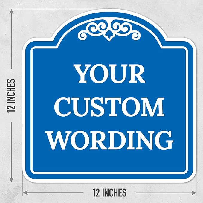 Custom Decorative Sign, Personalized Metal Sign for Business, Driveway, Home, Airbnb, Office Door Plaque, Blue Background, 12x12 Inches, ACM, Fade Resistant, Made in USA