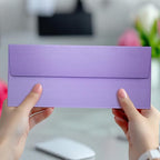 YooNotee 100 Count #10 Purple Metallic Business Envelopes, 80 lb, 4 1/8" x 9 1/2" Metallic Business Letter Size Envelopes, Peel & Press Square Flap, Printable for Professional Mailing and Office Use