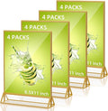 PPH-Sisy Acrylic Sign Holder 8.5 x 11, Double Sided Clear Display Stand, Gold Flyer Holder 8.5 x 11 for Home Office Shop Restaurant 4 Pcs