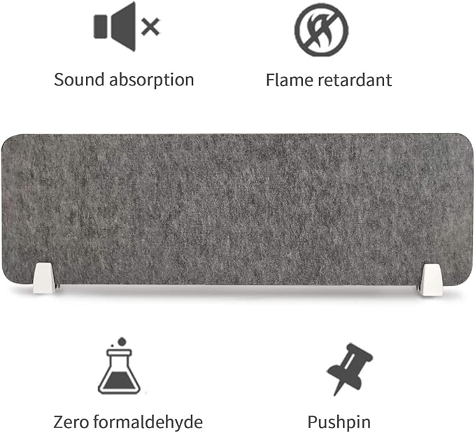 MYOYAY 40''x12'' Privacy Panel Clamp-on Acoustic Desk Divider Freestanding Sound Absorbing Cubicle Desk Divider Removable Acoustic Partitions with 2 Clips for Offices, Braries, Classrooms, Library