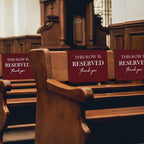ChissNook Reserved Seating Chair Signs, This Row Is Reserved Pew Cloths Seating Placeholder for Church Pews, Burgundy Wedding Decorations for Reception Parties Celebrations Event (Burgundy, 4 PCS)