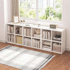 NELYE 8 Cube Organizer Bookcase - Fabric Storage Bins Container, Open Shelf Simple Compartments Bookshelf, White