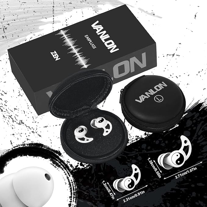 VANLON Sleeping Ear Plugs, Reusable Ear Plugs for Noise Reduction, 2Pairs Super Soft Fit Silicone Earplugs for Sleep, Concert, Hearing Protection, Travel, 33dB Noise Cancelling Earbuds (White)