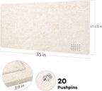 Lightomorrow Bulletin Board, 35 x 17 1/2 inches Felt Board - Decorative Pin Board, Cork Board Alternative for Wall, Foldable Self-Adhesive Vision Board Prayer Board with 20 Pushpins - Oatmeal