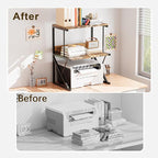 aboxoo Printer Stand for Desk, Desktop Printer Shelf Large 3-Tier Multi-Purpose Office Organization Shelves for Home Office, Rustic Brown
