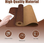 Large Desk Pad Mat, 47.2'' x 23.6'' Computer Mat for Desk, Leather Desk Pad Protector, Suede Sewing Desk Blotter, Non-Slip Office Desk Mat, Waterproof Desk Writing Pad for Office and Home Seal Brown