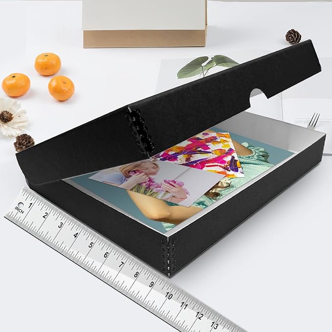 Lineco 9x12 Black Clamshell Archival Folio Storage Box, Acid-Free with Metal Edge. Preserves Photos Longevity, Organize Documents, Crafts. (Pack of 2)