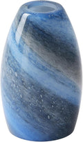 Fixture Replacement Globe Shade,Lampshade for E26 Base 1-5/8 Inch Fitter, Color Art Glass Oval Lampshade Cover for Pendant Kitchen Wall Sconce Chandelier Vanity Light (1, Blue and Black)