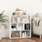 Giantex 7 Cube Bookshelf, Free-Standing Wooden Bookcase, 4 Tier Home Display Shelf, Horizontal Storage Unit w/Anti-Toppling Devices, Open-Back Display Rack for Study, Bedroom, Living Room, White