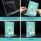 Acrylic Sign Holder, 5x7, 15 Pack Vertical Clear Table Menu Display, Double Sided, Plastic Stand, Suitable for Restaurants, Office, Store, Fair