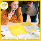 Lincia 100 Pcs Plastic Folders with Pockets and Prong Folders with Prongs 2 Pockets for Office, School for Students, Teachers, Office Workers(Yellow)