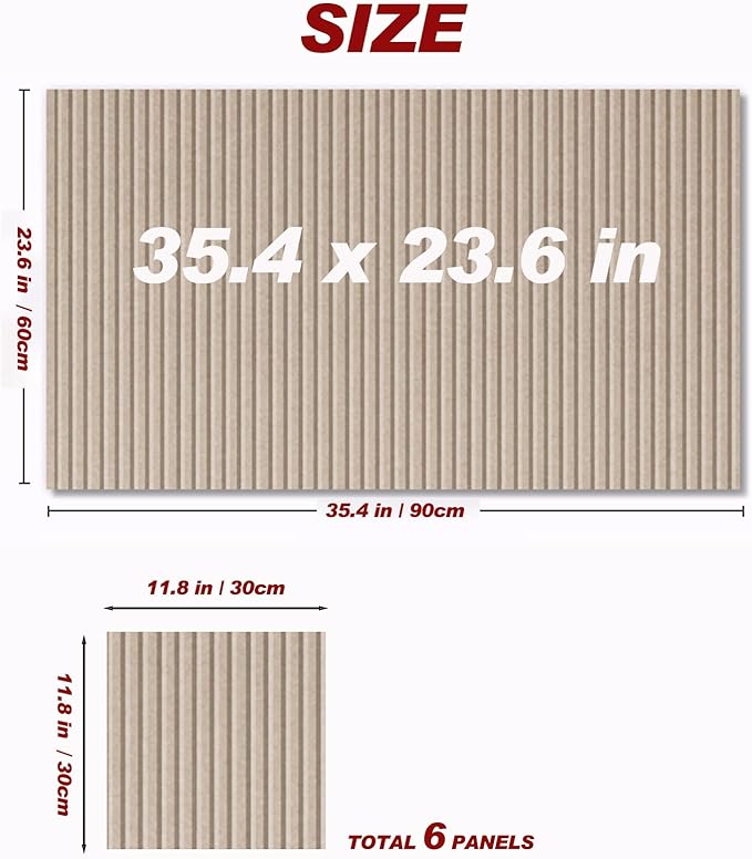 Large Felt Wall Tiles Cork Boards for Office Cubicle, 35"x23.6" Felt Bulletin Board Tiles Pin Board for Walls Home Decor, Noise Reduction Boards Panels for Photos Memos, 6-Pack, Dark Camel