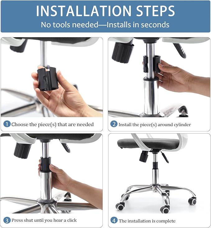 Salbree Office Chair Hero Fix Attaches Clamps to Large Cylinder Piston Stops Your Chairs from Sinking When Computer Hydraulic Lift Has No Gas Stop Replacement