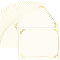 50 Sheets Gold Foil Border Certificate Paper, 8.5 x 11 Inch Letter Size, for Printing, Diploma Paper, Award, Document Cardstock Paper, Inkjet Printer Compatible
