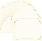 50 Sheets Gold Foil Border Certificate Paper, 8.5 x 11 Inch Letter Size, for Printing, Diploma Paper, Award, Document Cardstock Paper, Inkjet Printer Compatible