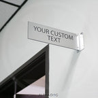 ALPHA DOG SIGNS Custom Projecting Hallway Nameplate, 4"x12" Double-Sided Business Sign, Personalized 2-Line Text, Indoor Outdoor, Easy Install, Durable, Made in USA (Brushed Stainless)