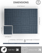 Bumusty Large Cork Board 47"x35" Alternative - 12 Pack Felt Wall Tiles with 70 Safe Removable Adhesive Tabs, 30 Pushpins, Cork Boards for Walls Pin Board Bulletin Board Office Decor -Navy