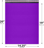 Purple Extra Large Poly Bubble Mailers 14.25x20 inch #7 | Self Seal Large Padded Envelopes | Air Cushioned Bubble Mailer | Usable Size 14.25x19 Lightweight Mailing Shipping Bags| 100 Pack Bulk
