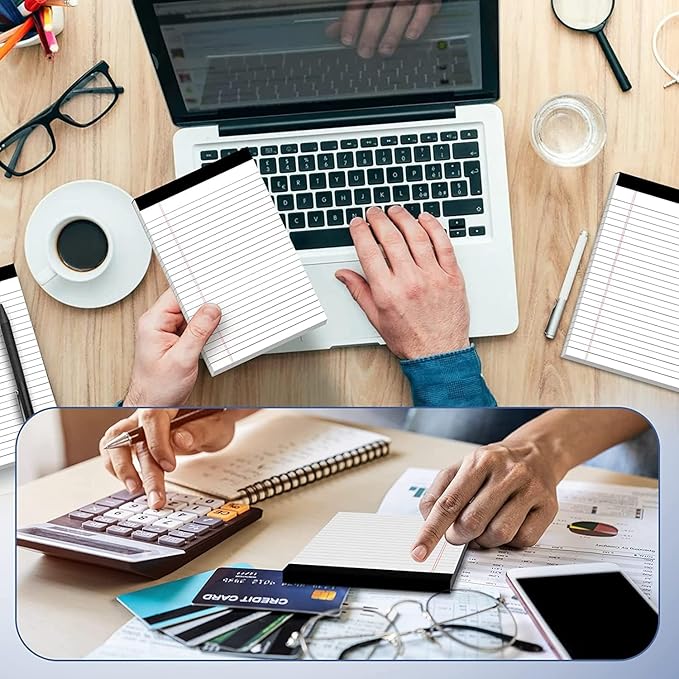 Nichela 5" x 8" Note Pads 6 Pack of Legal Pads 30 Sheets Notepad College Ruled Small Writing Pads Perforated Pages Paper Pads 80GSM Heavyweight Paper Note Pads for Home, Office, or School