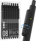 JIMMIDDA 8Pcs Black Gel Pens - 0.7mm Medium Point Black Ink Pens | Smooth Writing - Quick Drying Retractable Pen for Men Women (Black - 8Pcs)