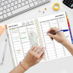 SUNEE 2026 Appointment Book, Quarter-Hourly, Weekly & Monthly - from January 2026 - December 2026, 6.4"x8.3" Weekly Planner, Flexible Cover, Note Pages, Pockets, Bookmark, Green Wildflowers