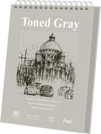 Fuxi Toned Gray Sketchbook 8x10, 60 Sheets (85lb/130gsm) Acid-Free Drawing Paper, Spiral Bound Sketch Pads for Drawing, Pencil, Charcoal, Colored Pencils & Anime Illustration.