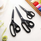 Zicolu Premium Proseries Sewing Fabric Scissors Bundle (10"/9"/6"), Black Office Scissors All Purpose, Sharp Titanium Coated Blade, Comfort Grip Soft Handles for Diy Craft, Paper, Art, School, Home