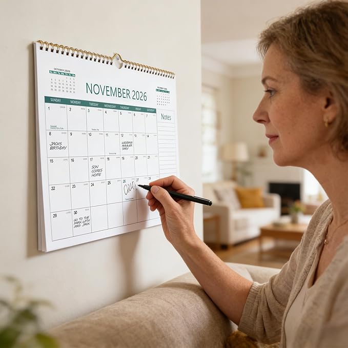 ANYZONE Desk Calendar 2026-2027, 18 Months Calendar from Jan. 2026 to Jun. 2027, 14.5" x 11.5" Desktop/Wall Monthly Calendar with Large Squares, Notes Section for Home, School, Office