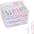 NEEWAY Colorful Paper Clips Assorted Sizes, Small and Large Paperclips, 210 Count, 3 Pack of 70 (Light Multicolor)