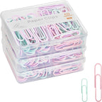 NEEWAY Colorful Paper Clips Assorted Sizes, Small and Large Paperclips, 210 Count, 3 Pack of 70 (Light Multicolor)