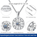 Compass Necklace for Women Men 925 Sterling Silver Pendant Urn Necklaces for Ashes Picture Locket Necklace Anchor Necklace Viking Necklace Crystals CZ Moonstone Abalone Shell Turquoise Compass Jewelry