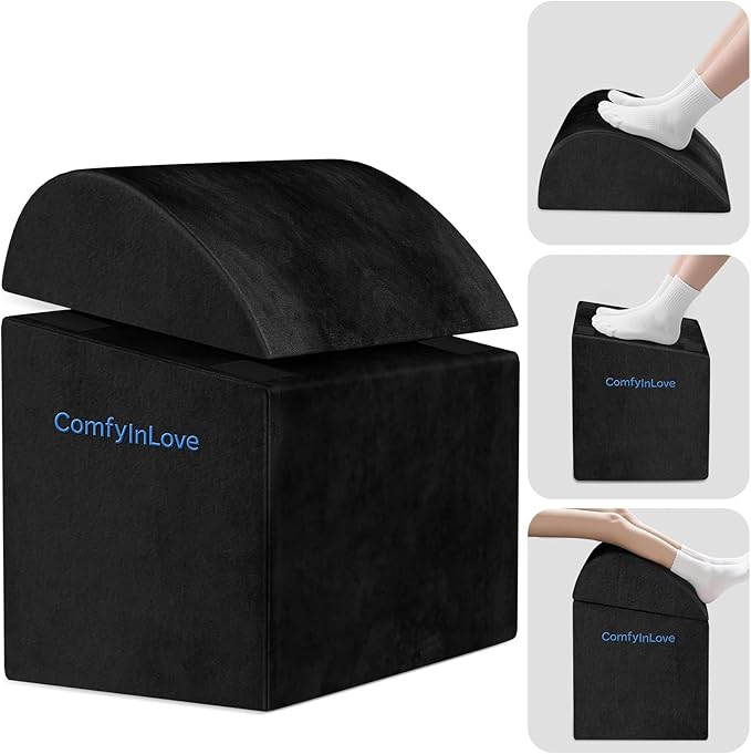 ComfyInLove Foot Rest for Under Desk at Work - Non-Slip Foot Stool with 3 Adjustable Heights, Ergonomic Under Desk Footrest with Washable Cover for Desk, Home, Office, Car (Black)