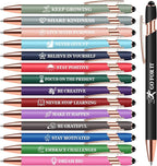 Vebermo 15 Pack Motivational Pen Set - Inspirational Quotes Retractable Ballpoint Pens for Office School Supplies, Encouragement Gifts for Women & Men, Multicolor