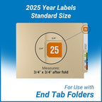 2025 Year Stickers, Doctor Stuff 2025 Chart Stickers, Orange/White Color Coded, Ringbook Sheets, Reynolds & Reynolds Style, USA Made Year Labels for End Tab File Folders, 270/Package, 3/4" x 1-1/2"