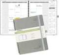 POPRUN Monthly Planner 2026-2027 (Large 8.5" x 10.5") 18 Months Calendar Book(Jan 2026 - Jun 2027) - 4 Pages per Month with Expense & Notes, Stair-like tabs, Leather Cover, Sunday Start - Grey