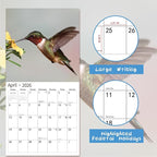2026 Wall Calendar,Calendar 2026, November 2025 - December 2026, Wall Calendar Hummingbird, 12" x 24" Opened,Full Page Months Thick & Sturdy Paper for Calendar Organizing & Planning