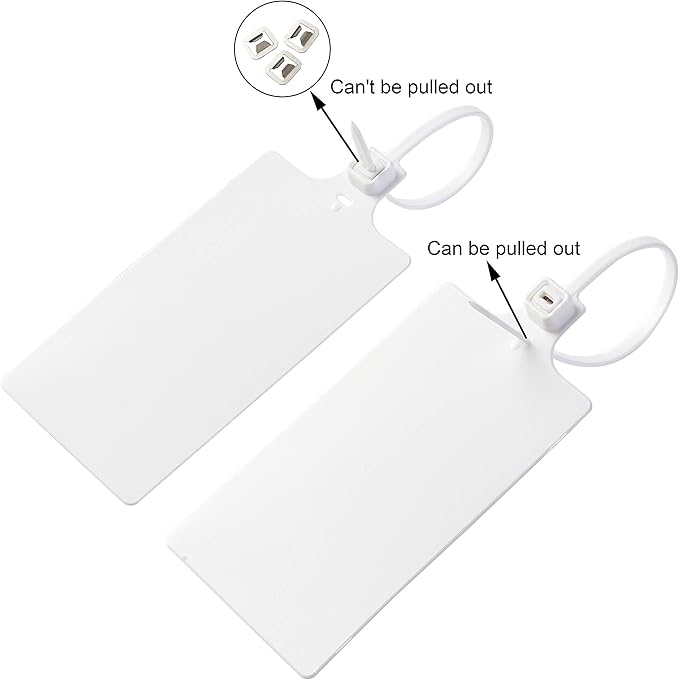 400Pcs Plastic Seals Shipping Label Tags, Writable Marker Big Sign Tie for Logistics, 255mm Total Length Self Locking Inventory Waterproof Tag Fastener with 3 Marker Pen (White)