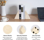 Marble Bookend for Heavy Books, Decorative Bookends for Shelves, Durable and Heavy-Duty Book End for Hardback Books & CDS, Unique Book Stopper & Holder, Sunny Golden, Set of 2