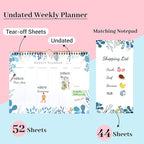 8.5x11 Weekly Planner Notepad Undated To Do List Note pad 52 Weekly Desk Wall Planner Calendar Hangble Daily Planning Pad for Work,Home,School,Ofiice Supplies,Matching 44 Notepad,Blue