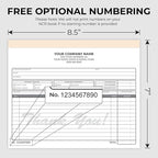 Custom 8.5" x 7" Carbonless NCR Books in 2-Part Duplicate Invoices, Receipts, Work Orders, Sales Orders, Purchase Orders, Estimates, Quote Forms with Your Company/Business Name (100 Sets)
