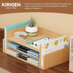 KIRIGEN Wood 3-Tier Office Desktop Document Tray - Mail Sorter Organizer Rack - Wooden Document Letter Stand for Folders, Mail, Stationary, Desk Accessories Natural(2TP-NA)
