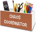 XPH Chaos Coordinator Orange Pen Pencil Holder Organizer for Desk, Thank You Gifts for Women Men Coworkers Boss Leader Manager, Appreciation Gifts Wooden Box Sign for Office Tabletop Decorations
