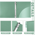 Henoyso 48 Pcs 3 Ring Binder 0.5 Inch Round Fits Letter Size 8.5'' x 11'' Paper Plastic Flexible Binder Bulk Holds 140 Sheets with 1 Pockets Versatile Organizer for Home Office School (Sage Green)