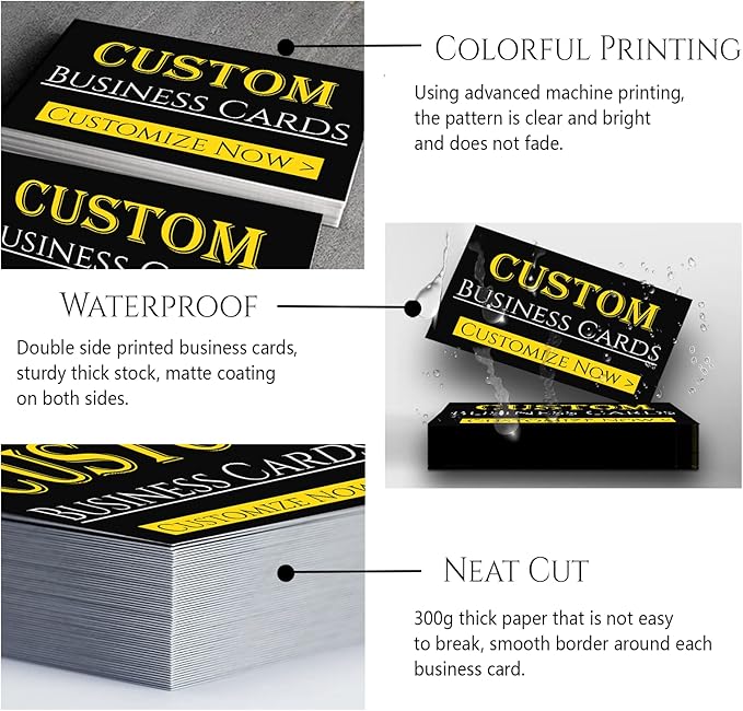 Custom Business Cards Personalized Business Cards for Small Business 300gsm Matte Paper Front & Back Sides Printed 3.5" x 2" - Custom Business Cards1