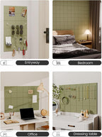 Fluxynara Felt Bulletin Board Tiles -28"x18" Cork Board Alternative for Office Decor, Push Pin Board Wall Organizer 6-Pack-Olive Green