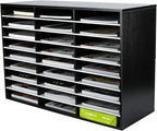 EasyPAG Wooden Literature Organizer with Adjustable Shelves, 27 Compartments Office Paper Organizer Storage 13500 Sheets Letter Size Paper, Student Mailbox for Classroom, Black/White