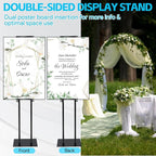 Noliven 4 PCS Adjustable Poster Stand, 43"-83" Adjustable Metal Sign Holder for Display, Double-Sided Freestanding Pedestal Sign Stand, for Restaurants, Parties, Cinemas and Outdoor, Black